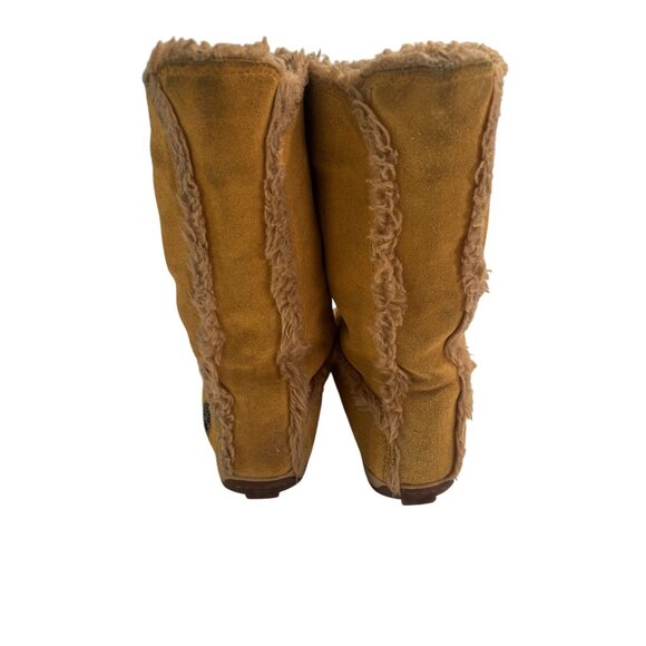 Timberland Womens 9W Tan Suede Fur-Lined Tall Boots With Rubber Soles - Picture 3 of 13